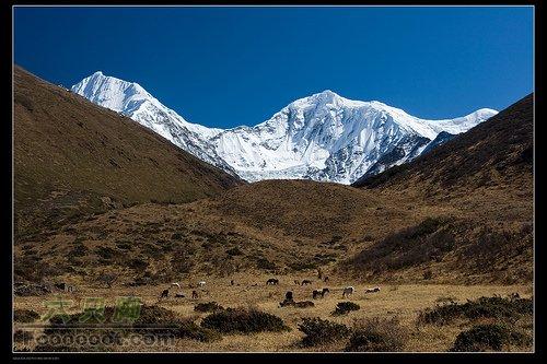 甘孜藏族自治州登山记远处的雪山