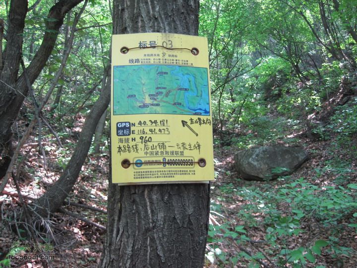后山铺-云蒙山-云蒙峡重装2日穿越GPS轨迹攻略３号标牌，中间漏掉了２号