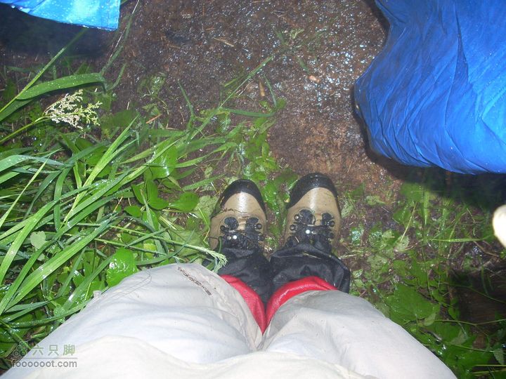 2010雨中望天鹅已经湿透的登山鞋