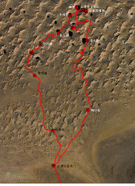 巴丹吉林沙漠探险游轨迹标识图