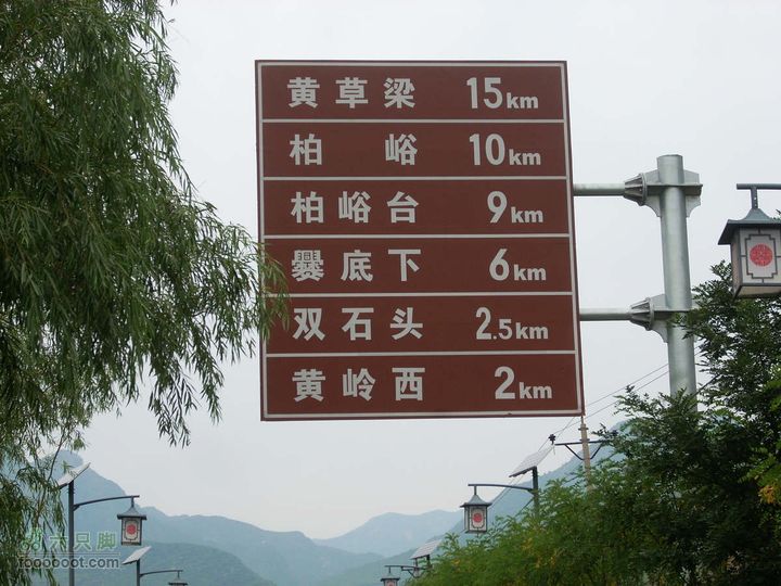 下马威—东灵山—北灵山—黄草梁—柏峪—爨底下—斋堂ZN穿越路牌