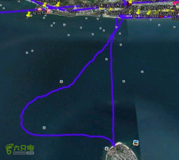 20130402--三亚横渡西岛（老人游泳队）成功登陆！游泳的实际轨迹图