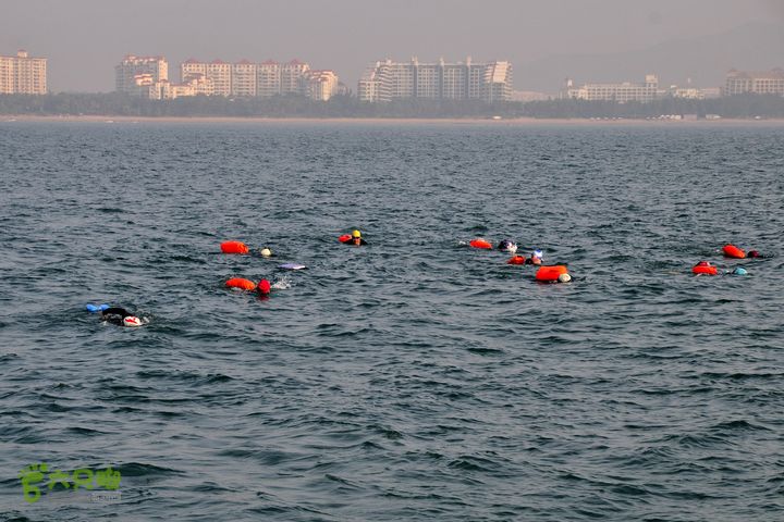 2013-12-26 横渡三亚湾东岛10 名勇士在拼搏前行！