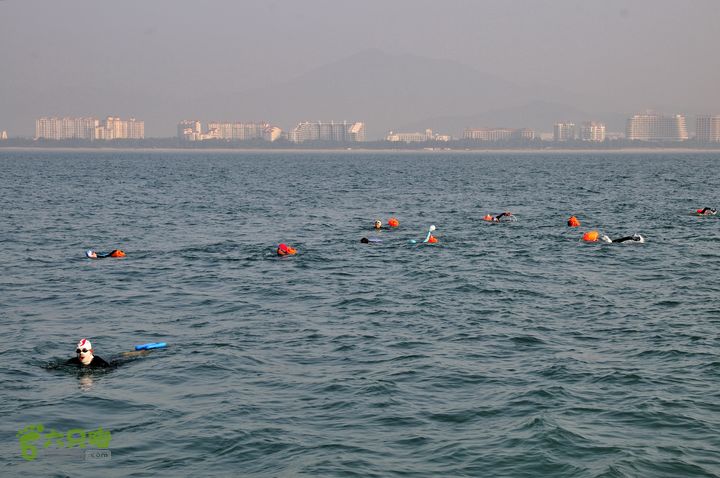 2013-12-26 横渡三亚湾东岛10 名勇士在拼搏前行！
