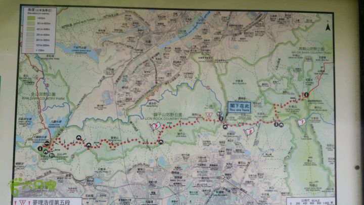香港九龙屋脊连穿：笔架山-狮子山-飞鹅山麦径第五段地图