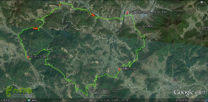 2015,03,29大堰-荷东-石井-西畈-大堰00本次行程的时间节点
