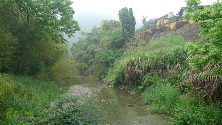 雁荡山狮子山五马尖筋竹涧黄色建筑是能仁寺