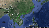 2015-7-21-1宁波-泰国曼谷飞行路线