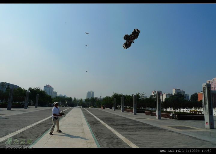 20110904北京中轴路骑行永定门前有很多老者放风筝技术娴熟通过风筝线