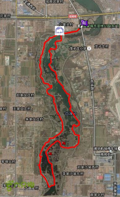 山东潍坊白浪河湿地公园跑步路线跑步gps轨迹